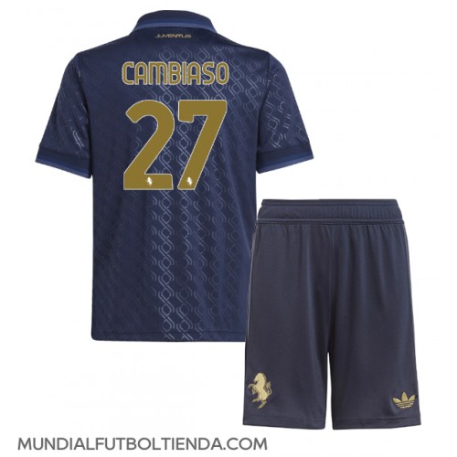 Camiseta Juventus Andrea Cambiaso #27 Tercera Equipación Replica 2024-25 para niños mangas cortas (+ Pantalones cortos)